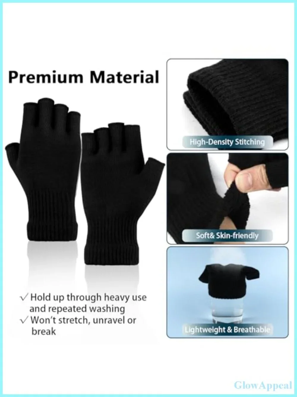 4 Pairs Fingerless Gloves Half Finger Unisex Acrylic Knit Winter Accessories